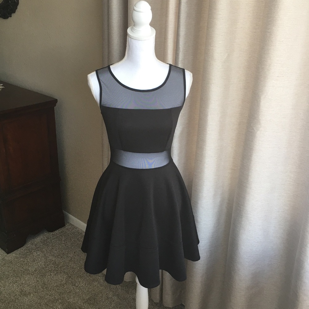 Guess black flare mini dress